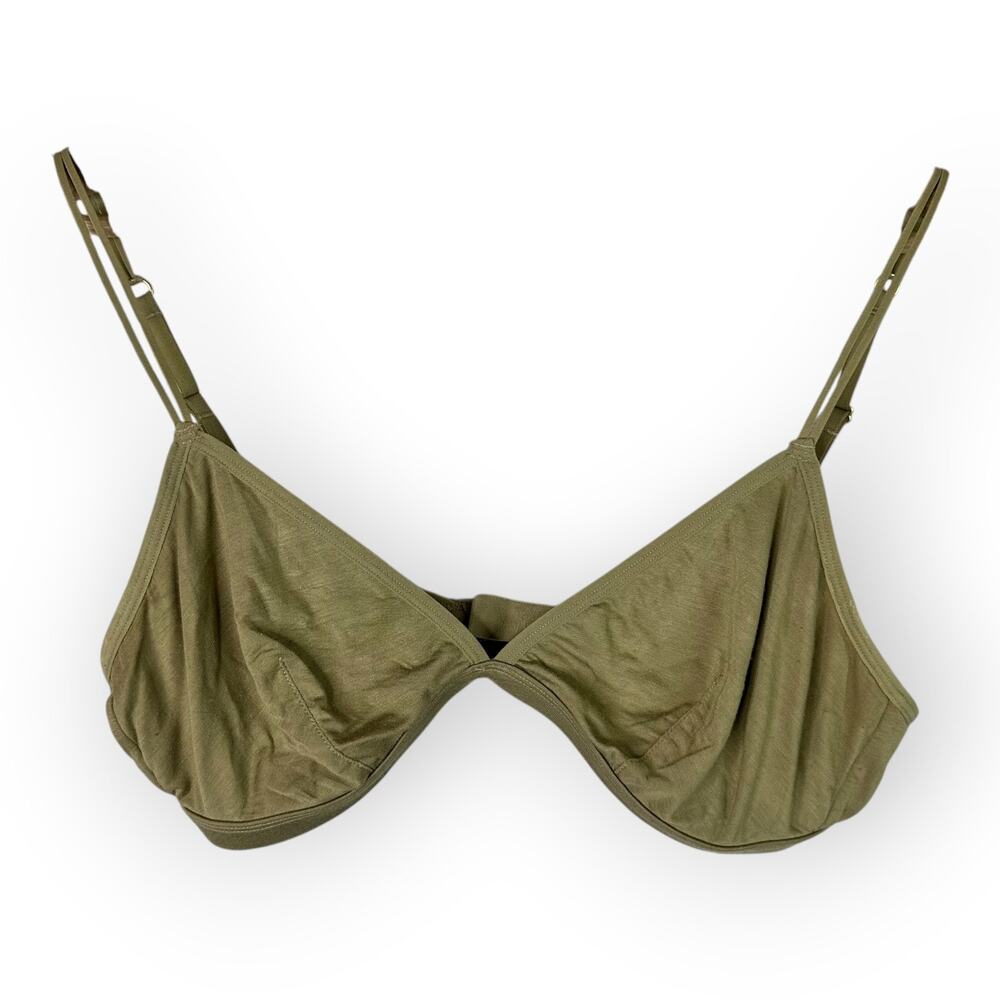 Madewell size Medium MicroModal Beth Triangle Bralette J5128 Ash Green
